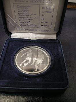 (afbeelding voor) 10 Euro Griekenland 2004 Voetbal Proof in cassette